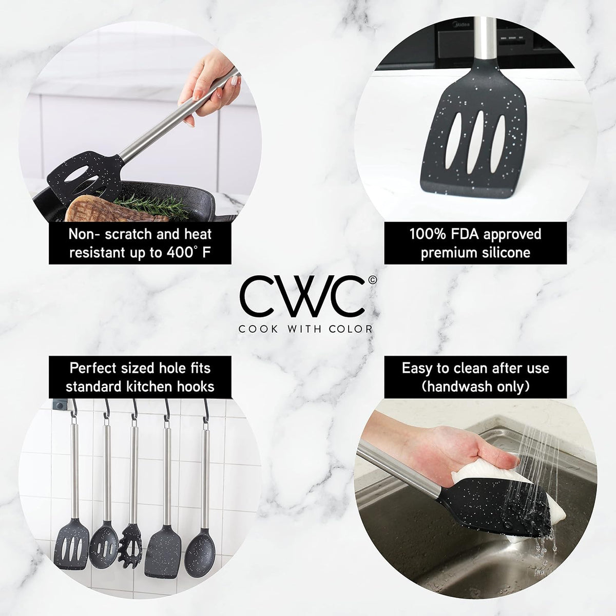 Silicone Cooking Utensils, Kitchen Utensil Set, Easy to Clean Silicone Kitchen Utensils, Cooking Utensils for Nonstick Cookware, Kitchen Gadgets Set with Holder