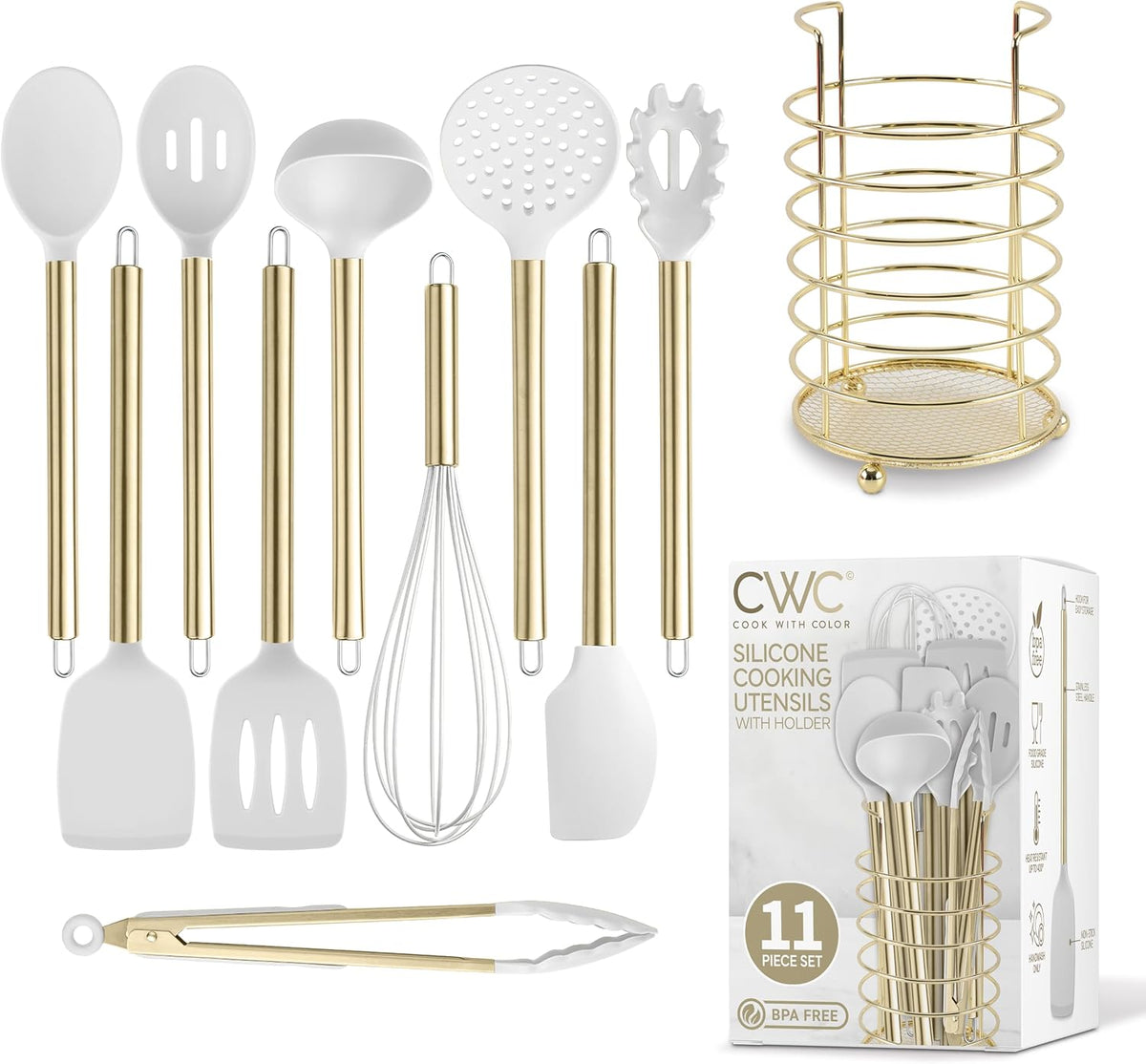 Silicone Cooking Utensils, Kitchen Utensil Set, Easy to Clean Silicone Kitchen Utensils, Cooking Utensils for Nonstick Cookware, Kitchen Gadgets Set with Holder
