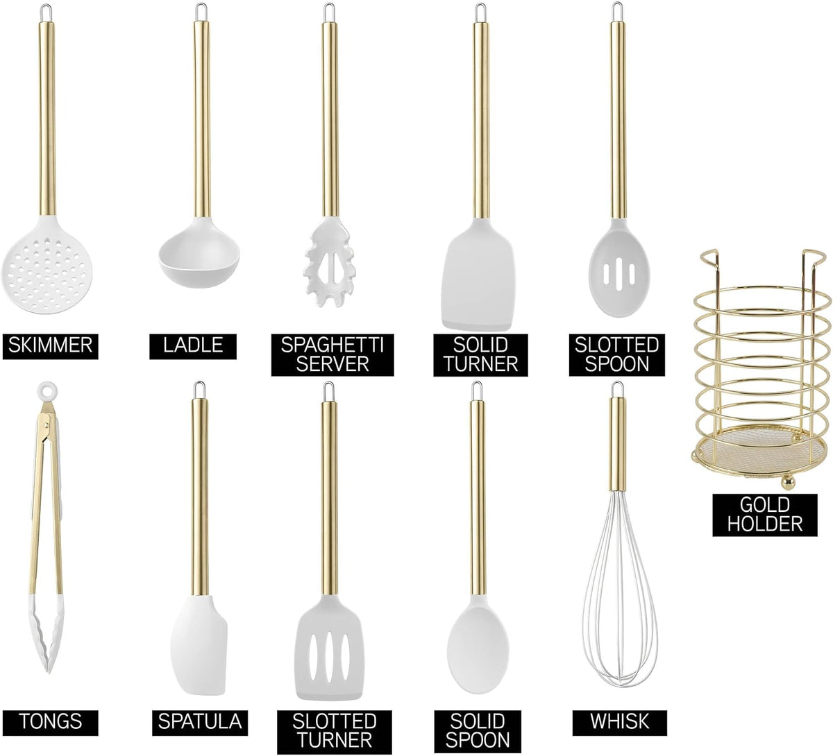 Silicone Cooking Utensils, Kitchen Utensil Set, Easy to Clean Silicone Kitchen Utensils, Cooking Utensils for Nonstick Cookware, Kitchen Gadgets Set with Holder