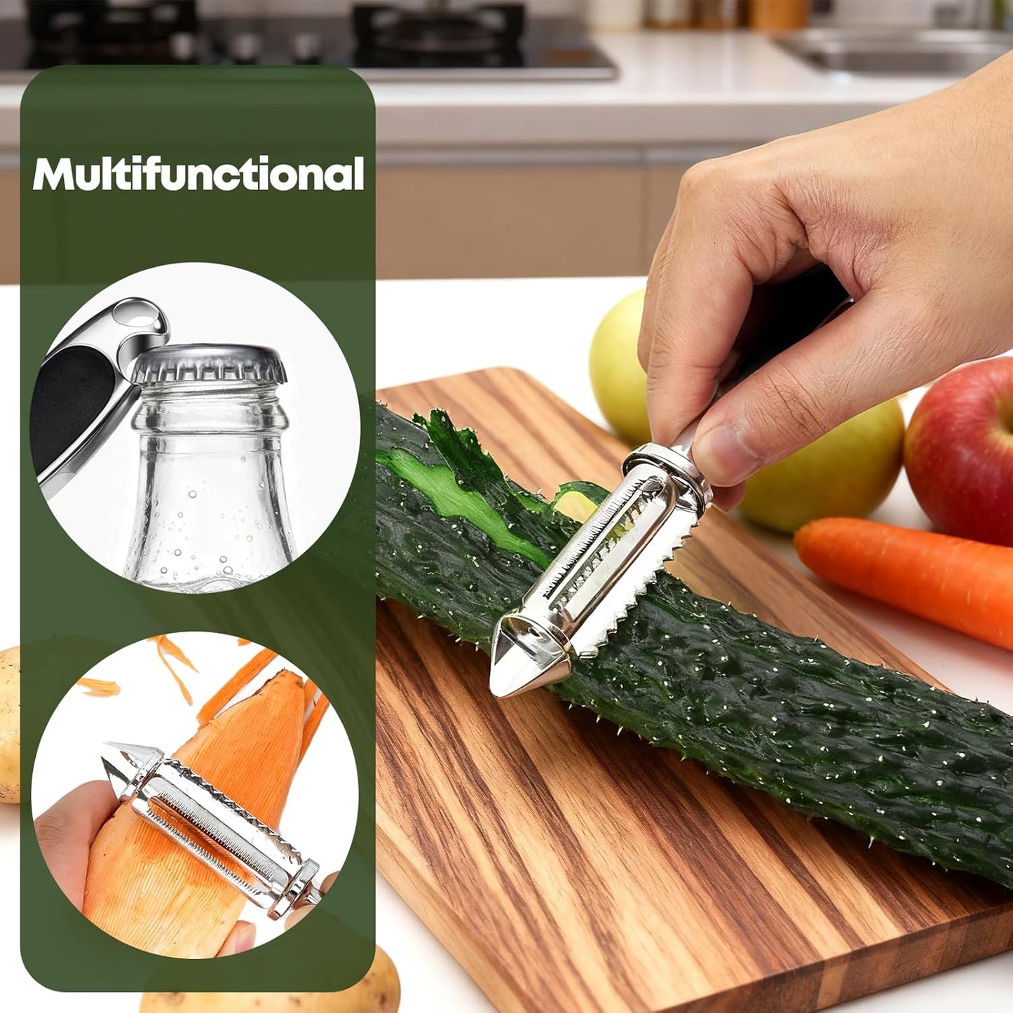 Kitchen Peeler Set | Stainless Steel Y & I Blades, Non-Slip Ergonomic Handle, Potato Eye Remover, Dishwasher Safe, 2 Pack