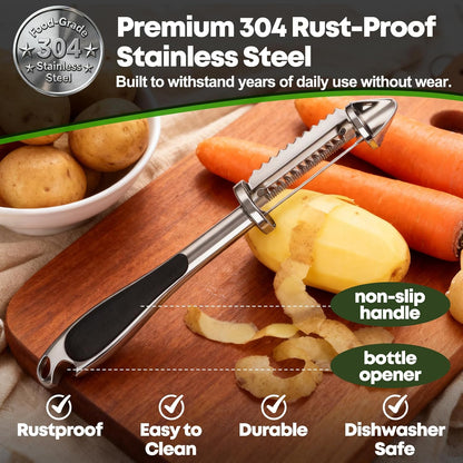 Kitchen Peeler Set | Stainless Steel Y & I Blades, Non-Slip Ergonomic Handle, Potato Eye Remover, Dishwasher Safe, 2 Pack