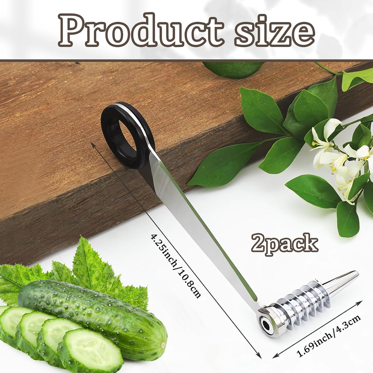 2 Pack Piranha Spiral Cutter for Potatoes, Stainless Steel Spiral Cutter for Veggies Cucumber and Carrot
