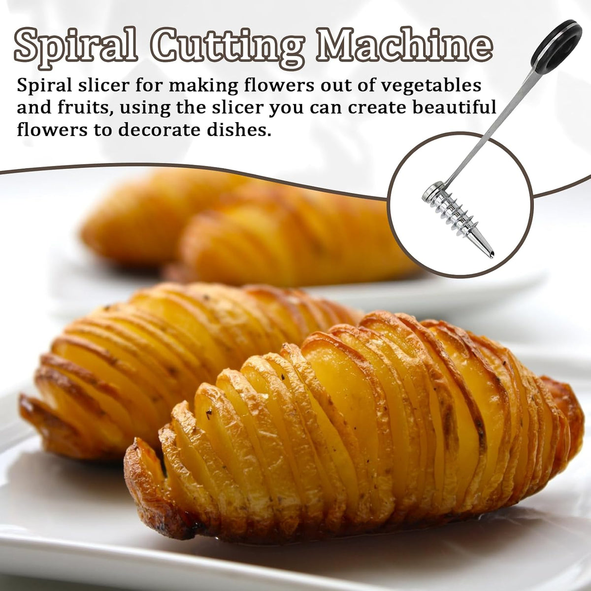 2 Pack Piranha Spiral Cutter for Potatoes, Stainless Steel Spiral Cutter for Veggies Cucumber and Carrot