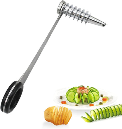 2 Pack Piranha Spiral Cutter for Potatoes, Stainless Steel Spiral Cutter for Veggies Cucumber and Carrot