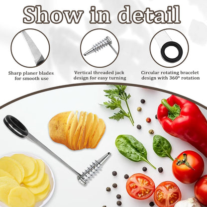 2 Pack Piranha Spiral Cutter for Potatoes, Stainless Steel Spiral Cutter for Veggies Cucumber and Carrot