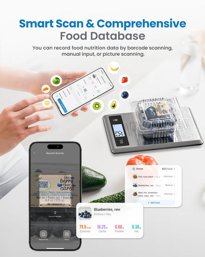 Smart Food Scale with app, Nutritional Calculator, Stainless Steel