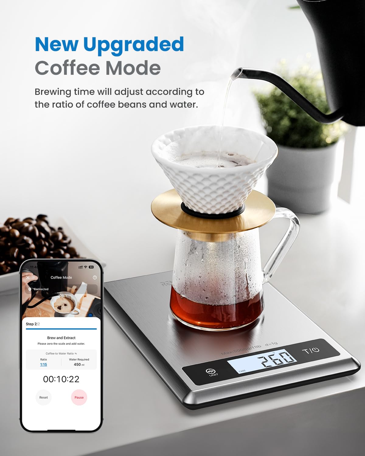 Smart Food Scale with app, Nutritional Calculator, Stainless Steel