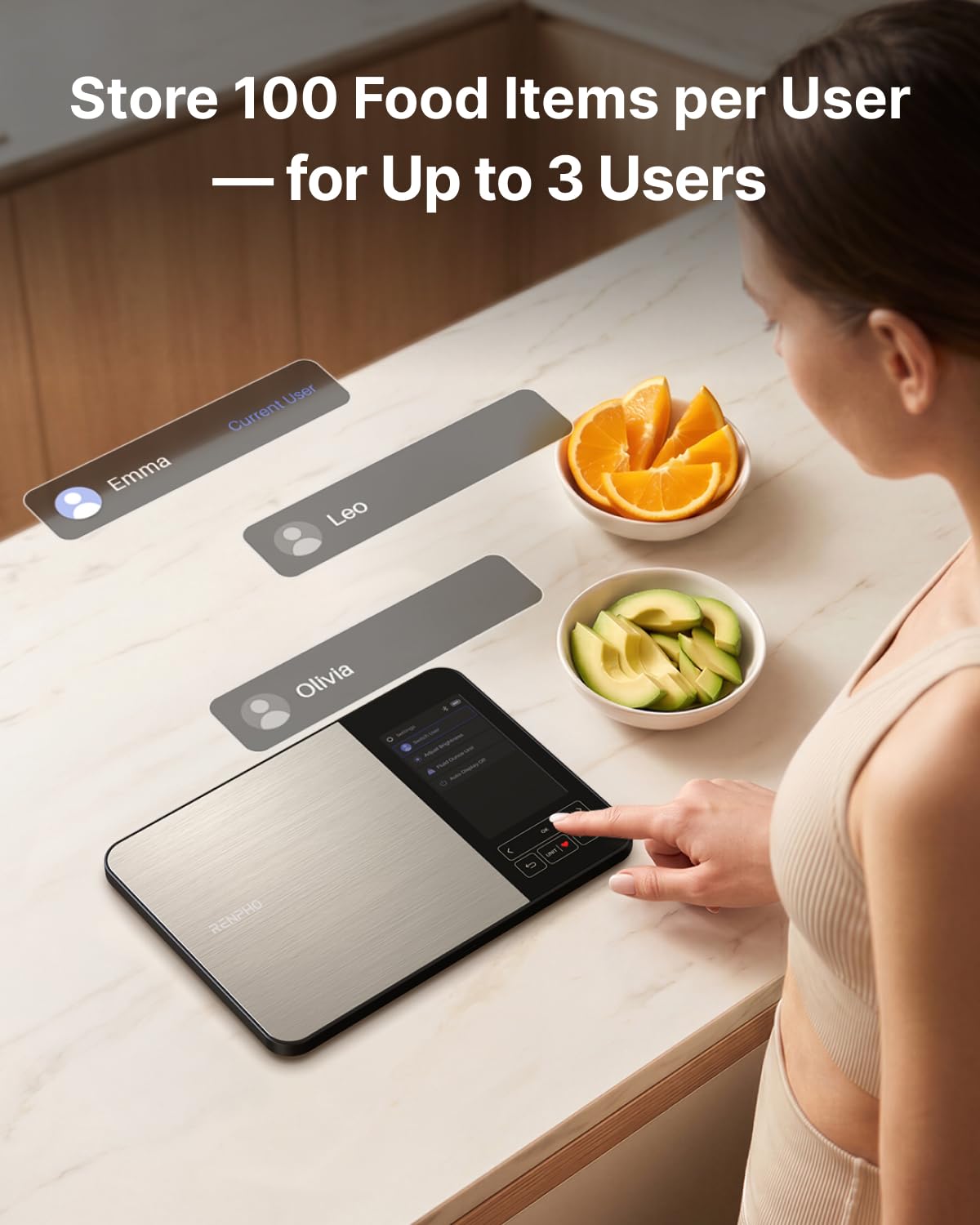 Smart Food Scale with app, Nutritional Calculator, Stainless Steel