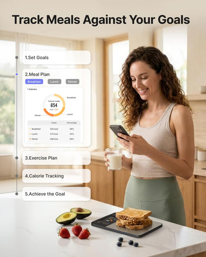 Smart Food Scale with app, Nutritional Calculator, Stainless Steel