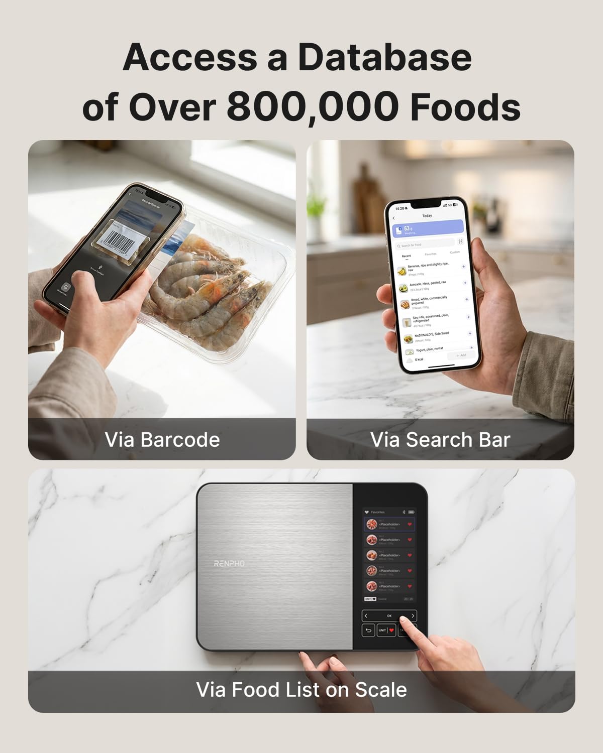 Smart Food Scale with app, Nutritional Calculator, Stainless Steel