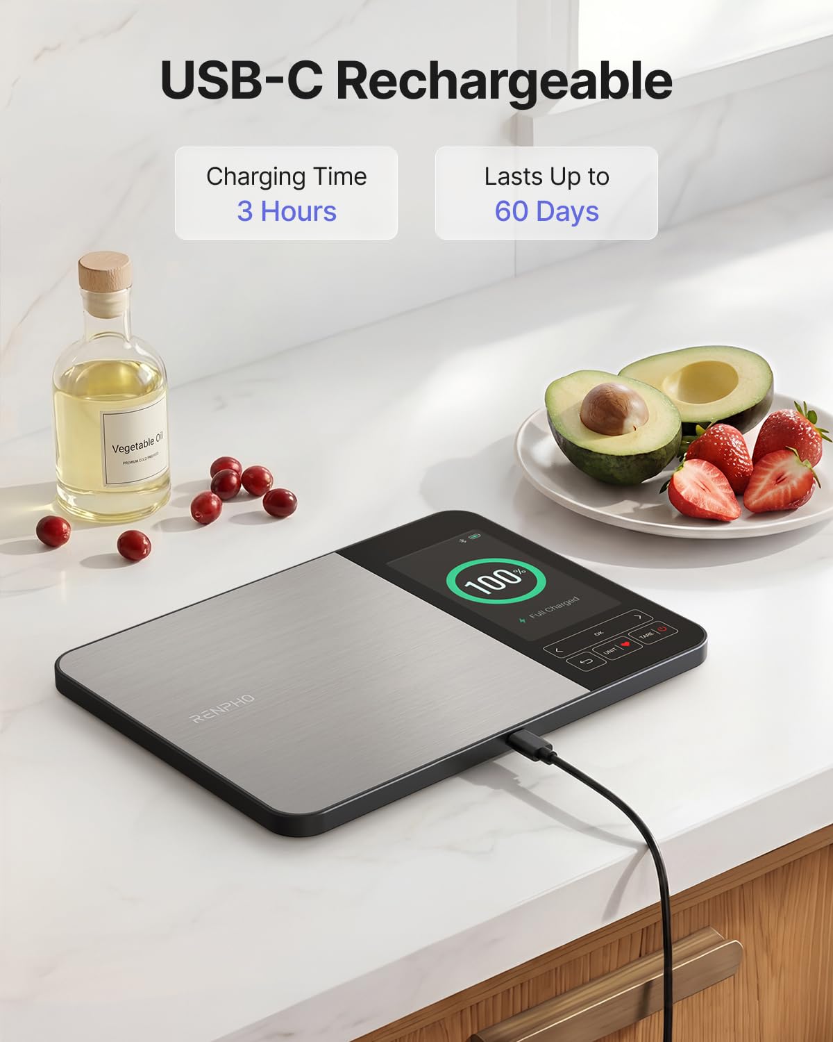 Smart Food Scale with app, Nutritional Calculator, Stainless Steel