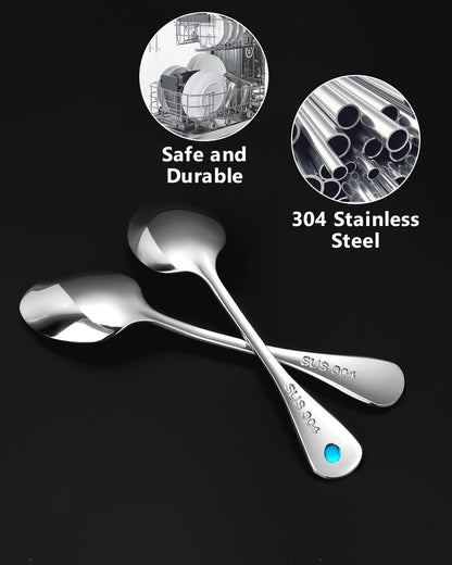 8PCS Mini Stainless Steel Spoons (Upgraded Larger Size 3.54 inch) - Small Salt Spoons SUS 304 Food Grade Mini Seasoning Spoon for Powder Spices Jars, Pepper, Sugar, Honey
