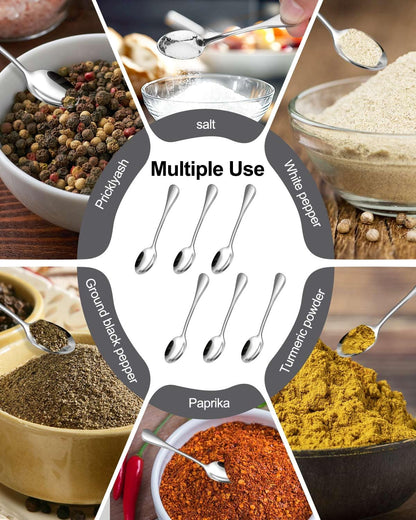 8PCS Mini Stainless Steel Spoons (Upgraded Larger Size 3.54 inch) - Small Salt Spoons SUS 304 Food Grade Mini Seasoning Spoon for Powder Spices Jars, Pepper, Sugar, Honey