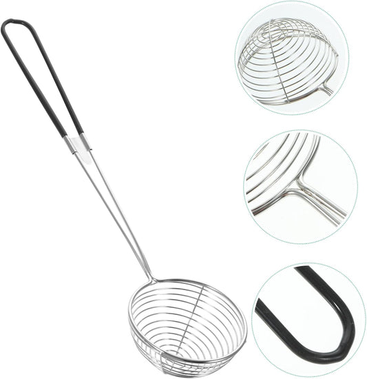 Portable Stainless Steel Spider Strainer Spoon Sturdy Mesh Frying Ladle for Household Cooking for Straining Vegetables and Meat Non Slip Handle