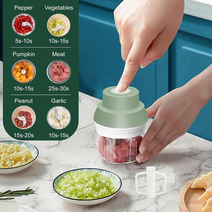 Electric Garlic Chopper, 250ML Garlic Mincer with Egg Beater | Mini Portable Vegetable Chopper, Onion Grinder Masher, USB Small Food Processor for Veggie, Garlic, Ginger, Chili(Green)