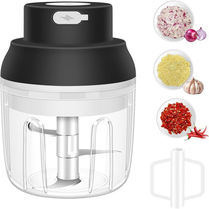 Electric Garlic Chopper, 250ML Garlic Mincer with Egg Beater | Mini Portable Vegetable Chopper, Onion Grinder Masher, USB Small Food Processor for Veggie, Garlic, Ginger, Chili(Green)