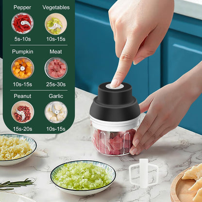 Electric Garlic Chopper, 250ML Garlic Mincer with Egg Beater | Mini Portable Vegetable Chopper, Onion Grinder Masher, USB Small Food Processor for Veggie, Garlic, Ginger, Chili(Green)