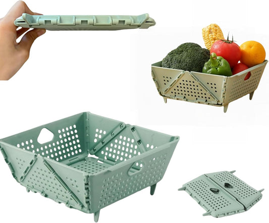 2-PCS Small Collapsible Kitchen Colander and Strainer | Foldable Space-Saving,notebook-slim profile