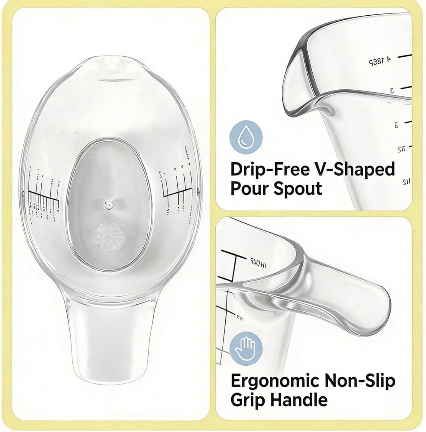 2-Pack Small Measuring Cups, 2 oz/60 ml Mini Measuring Cups, with Small Spoon/Large Spoon/Ounce/Milliliter Markings, Transparent 2 oz Cups, For Kitchen and Laundry