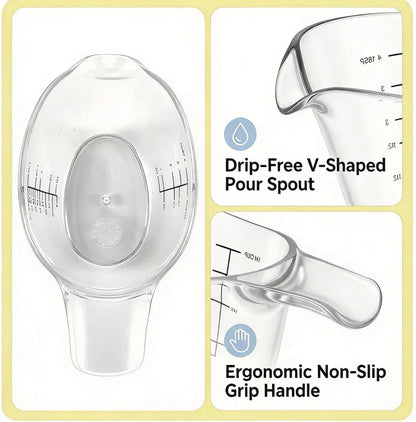 2-Pack Small Measuring Cups, 2 oz/60 ml Mini Measuring Cups, with Small Spoon/Large Spoon/Ounce/Milliliter Markings, Transparent 2 oz Cups, For Kitchen and Laundry
