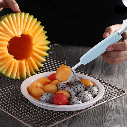 Melon Baller, 2Pcs Double-Headed Fruit Carving Cutter Knife Cookie Scoop Fruit Decoration Tool Stainless Steel DIY Cutting Scooping Round Melon Scoop for Watermelon,Cantaloupe,Fruits,Sorbet,Ice Cream
