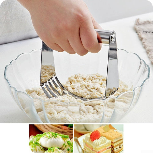 Stainless Steel Pastry Blender with Soft Grip Handle for Mixing Dough and Cutting Butter, Dishwasher Safe Baking Tool 11.5 x 10 x 4.5 cm Silver(A)
