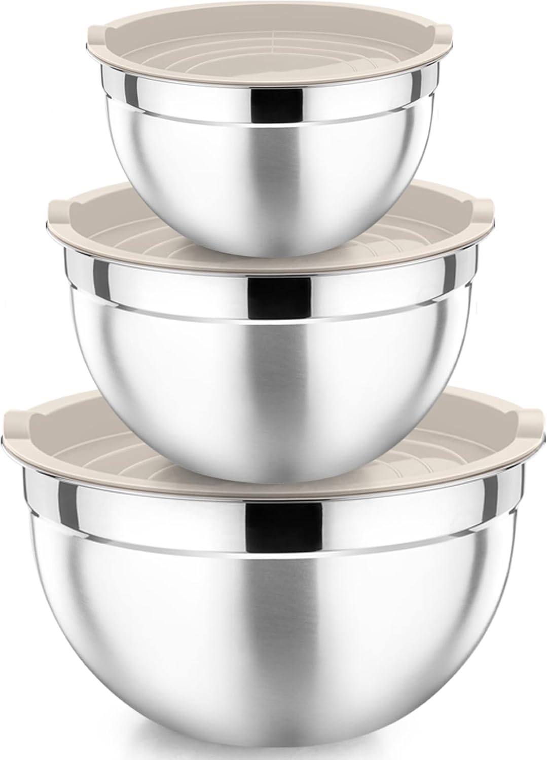 Stainless Steel Mixing Bowls with Lids, Set of 3, Blue | Nesting Salad Bowl, Sturdy& Rust Proof, Airtight & Stackable, Suit for Mixing, Storing, Prepping, 3 Size - 4.6/3 /1.5 QT