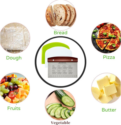 Dough Scraper & Bench Scraper Kitchen – Stainless Steel Sourdough Tools – Dough Cutter for Sourdough Bread, Pizza, and Flat Top Griddles – Chef Approved (Light)