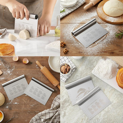 Dough Scraper & Bench Scraper Kitchen – Stainless Steel Sourdough Tools – Dough Cutter for Sourdough Bread, Pizza, and Flat Top Griddles – Chef Approved (Light)