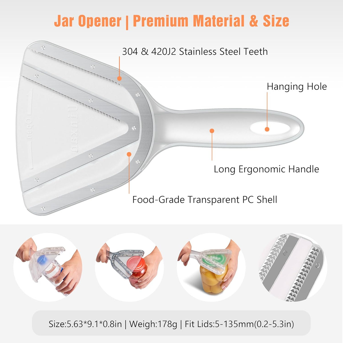 Patented Jar Opener, Ideal for Weak Hands & Seniors with Arthritis