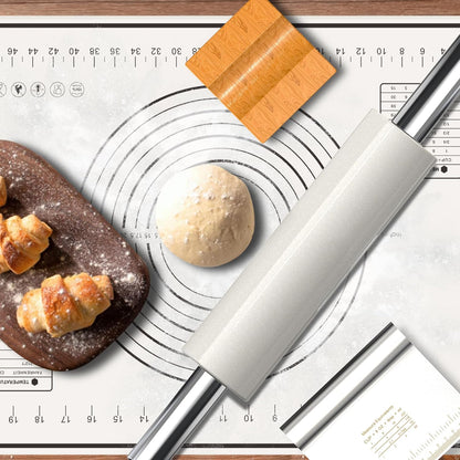 18.5'' Marble Rolling Pin,Stainless Steel Handles,3-Thickness Rings&Stand | Uniform Dough Thickness Control, Mepple Rolling Pin Ideal For Baking Fondant, Pizza, Pie Crust, Cookies,Pastries and More