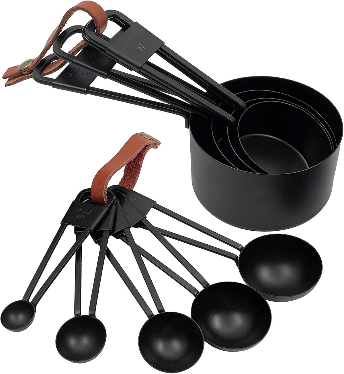 Gold Measuring Cups and Spoons Set, 8 PCS Metal Measuring Cups and Stainless Steel Measuring Spoons Set for Kitchen