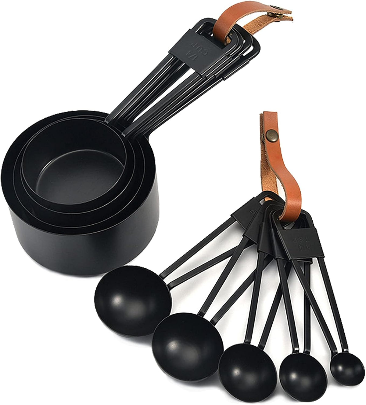 Gold Measuring Cups and Spoons Set, 8 PCS Metal Measuring Cups and Stainless Steel Measuring Spoons Set for Kitchen
