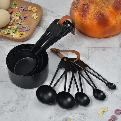 Gold Measuring Cups and Spoons Set, 8 PCS Metal Measuring Cups and Stainless Steel Measuring Spoons Set for Kitchen
