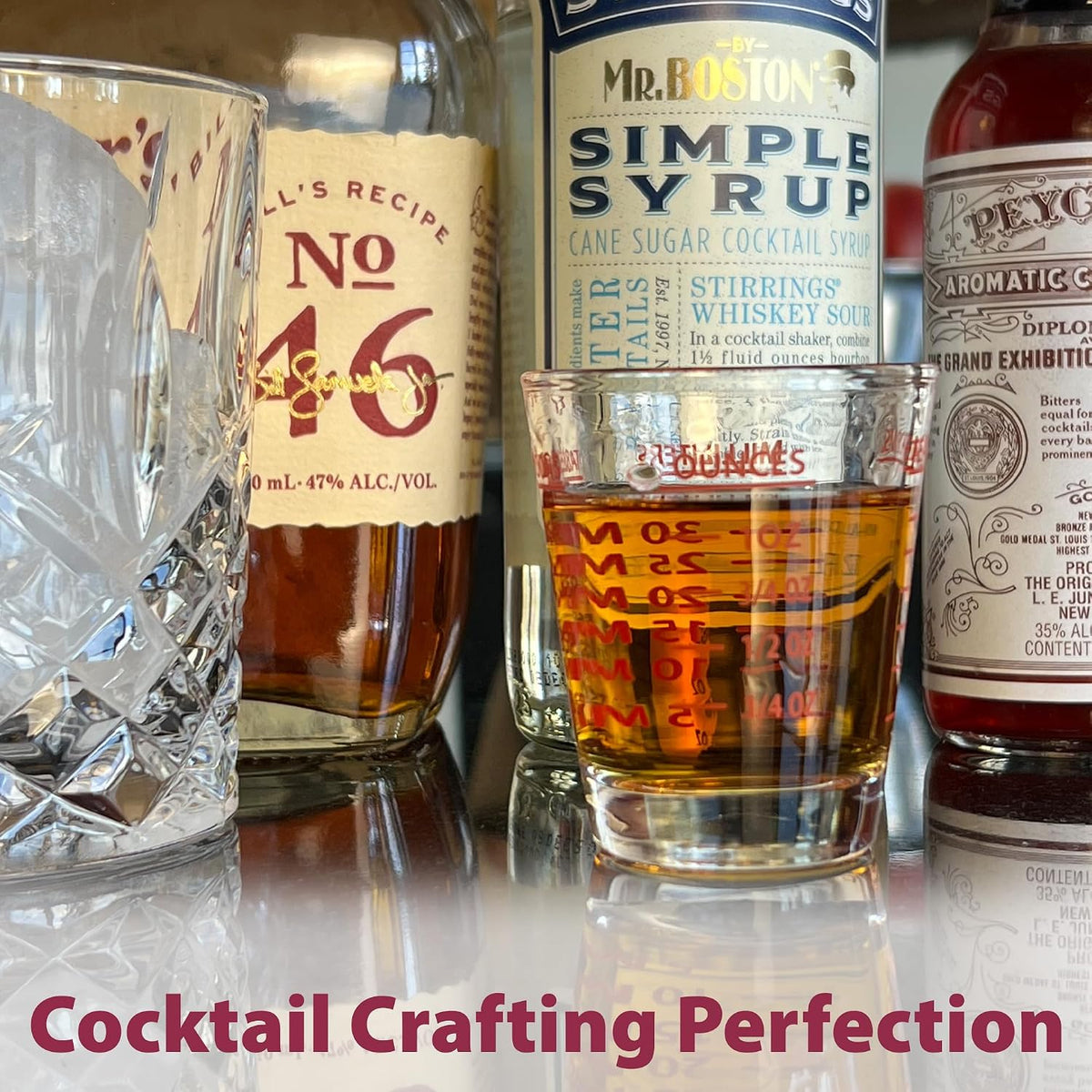 Measuring Shot Glasses, Set of 2, 1 oz Heavy-Duty Glass, Easy Read