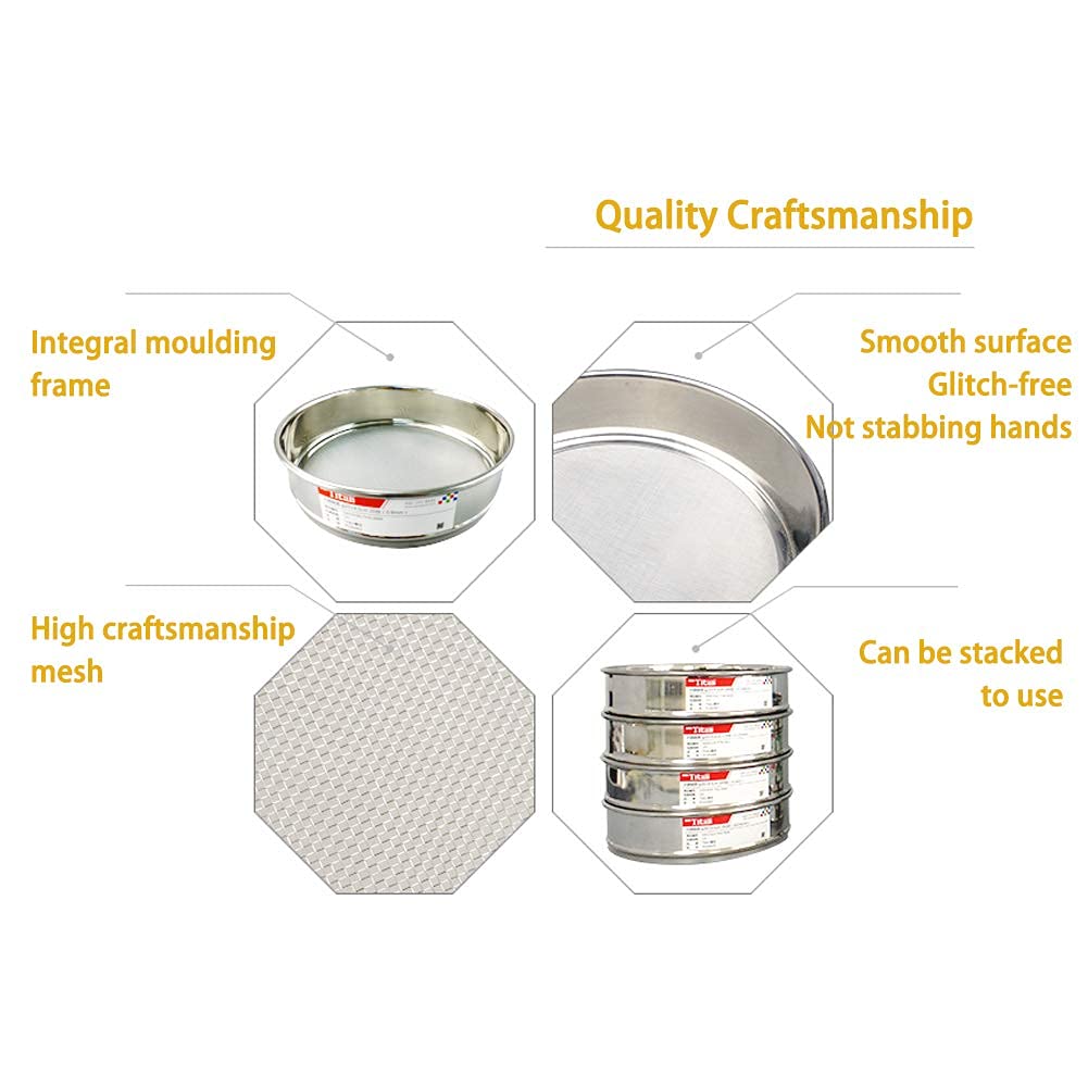 φ10×4.5cm 24 Mesh 304 Stainless Lab Sieves Economy Test Sieve 304 Stainless Steel Wire Cloth（0.8mm） - Colors B