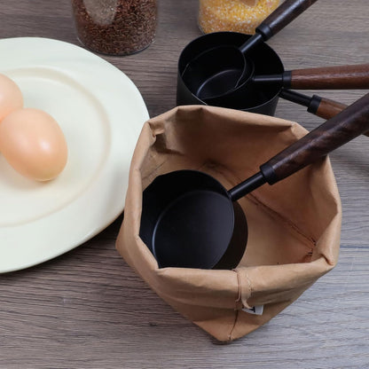 1/3 Cup Stainless Steel Measuring Cup with Wood Handle, 80ml, Black | Measuring Scoop, Measuring Spoon, 80ml Measuring Cups, for Baking, Cooking, Wet and Dry Ingredients
