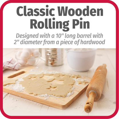 Classic Wooden Rolling Pin with Easy Roll Bearings