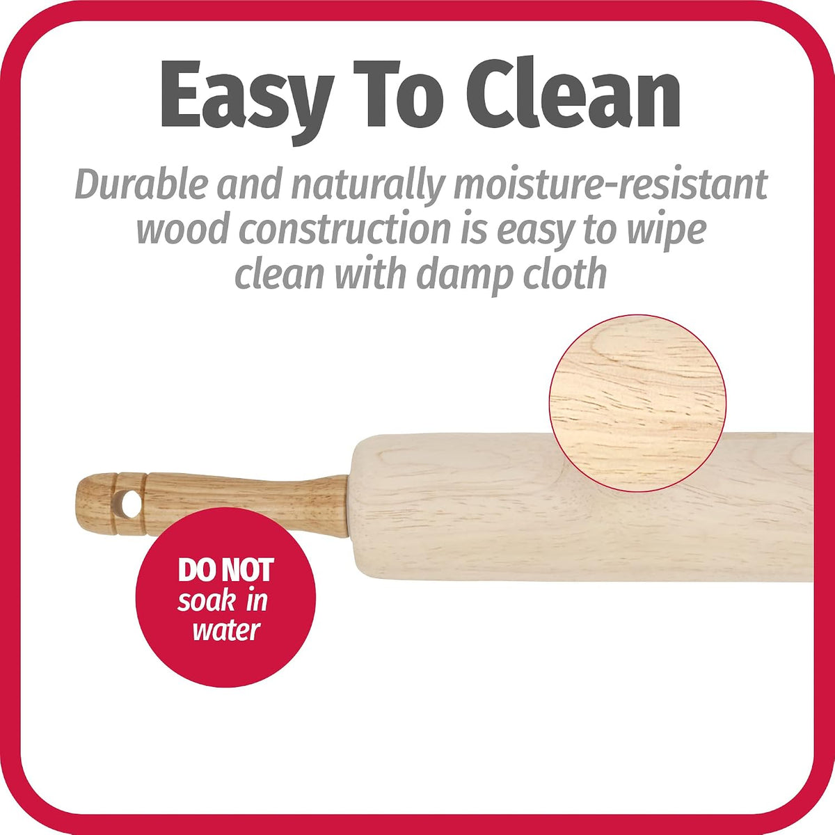 Classic Wooden Rolling Pin with Easy Roll Bearings