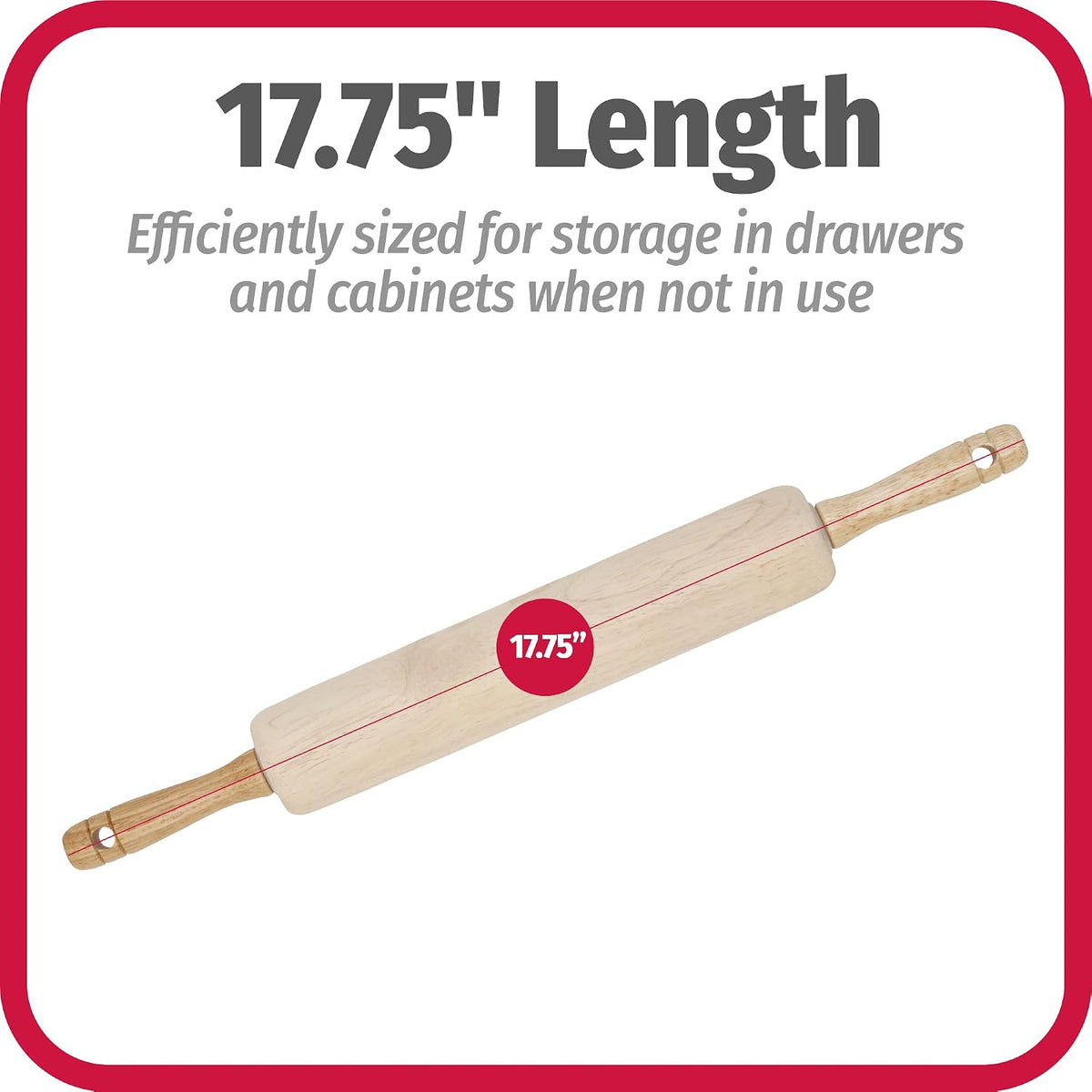 Classic Wooden Rolling Pin with Easy Roll Bearings