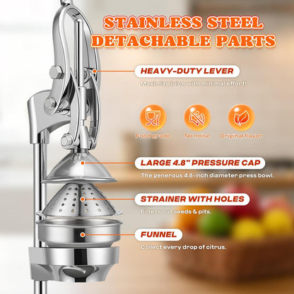 Commercial Manual Juicer, Heavy Duty Hand Press Juice Extractor