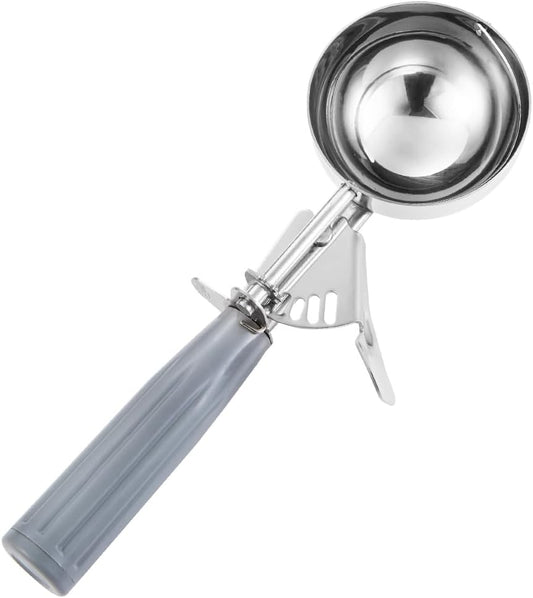 Portion Scoop - #8 (4 oz) - Disher, Large Ice Cream Scoop with Trigger, Cookie Scoop, Food Scoop, Muffin Scoop - Portion Control - 18/8 Stainless Steel, Grey Handle