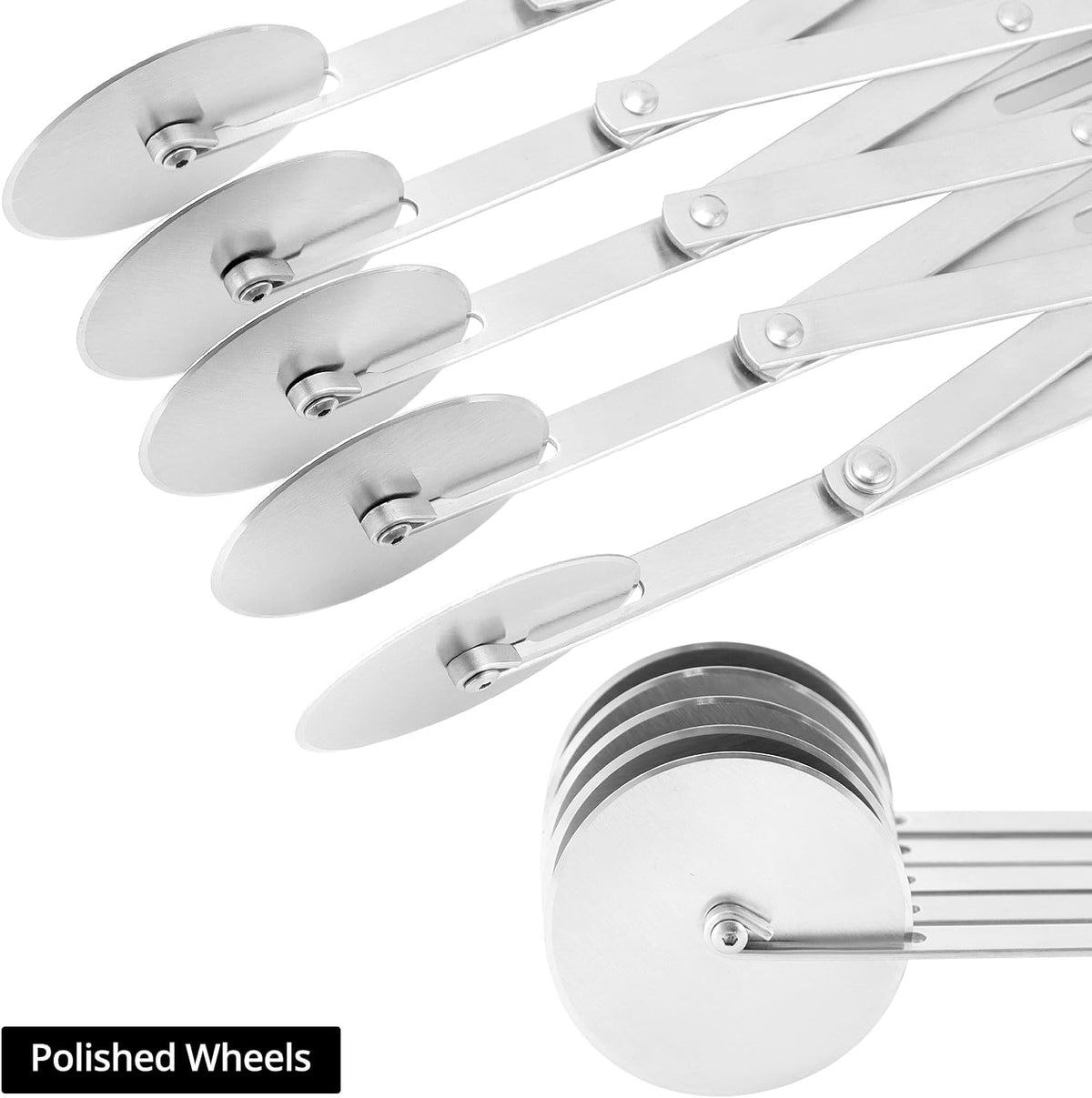 5-Wheel Adjustable Pastry/Dough Divider, Stainless Steel Pizza Divider, Expandable Multi-Round Baking Roller for Cookie, Dough, Cake, Pastry