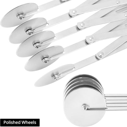 5-Wheel Adjustable Pastry/Dough Divider, Stainless Steel Pizza Divider, Expandable Multi-Round Baking Roller for Cookie, Dough, Cake, Pastry