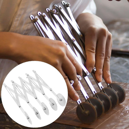5-Wheel Adjustable Pastry/Dough Divider, Stainless Steel Pizza Divider, Expandable Multi-Round Baking Roller for Cookie, Dough, Cake, Pastry