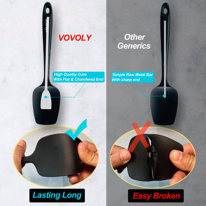 Silicone Spoon Spatula Curved Shap 600°F Heat Resistant Spoonula, 3 Pack
