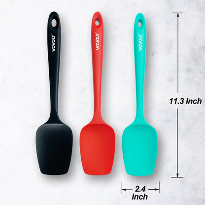 Silicone Spoon Spatula Curved Shap 600°F Heat Resistant Spoonula, 3 Pack