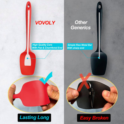 Silicone Spoon Spatula Curved Shap 600°F Heat Resistant Spoonula, 3 Pack