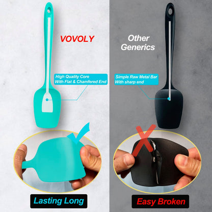 Silicone Spoon Spatula Curved Shap 600°F Heat Resistant Spoonula, 3 Pack