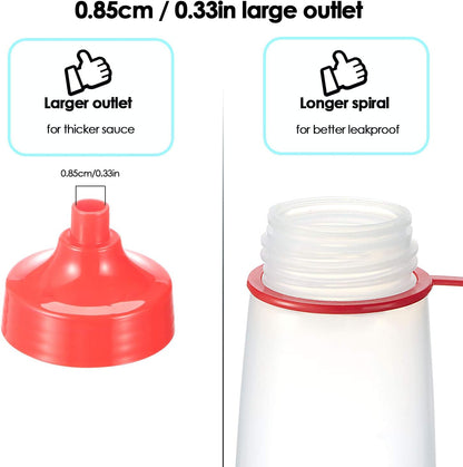 Condiment Squeeze Bottle for Sauces Wide Mouth, Plastic Squeeze Bottles for Condiments, Paint, Ketchup, Mustard, Oil, Resin, Baking, Cake Decorating, Cleaning, BPA Free-Food Grade (19 oz., 2, Count)